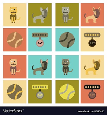 Assembly flat icons pets and accessories vector image