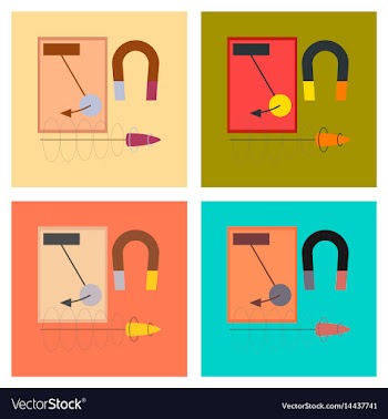 Assembly flat icons physics lesson magnet vector image