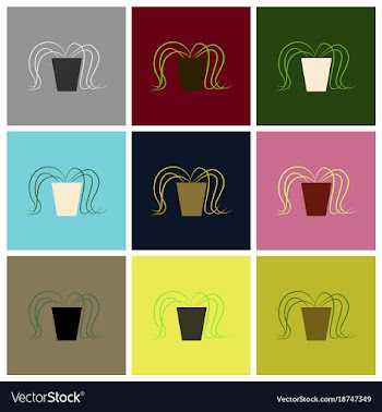 Assembly flat icons plant in a pot vector image