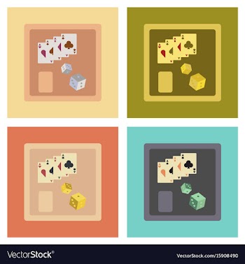 Assembly flat icons poker board card chip vector image