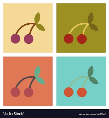 Assembly flat icons poker cherry fruit vector image