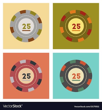 Assembly flat icons poker chips vector image