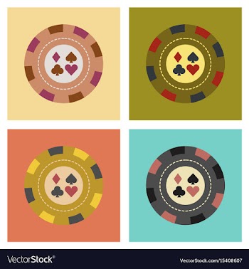 Assembly flat icons poker chips vector image