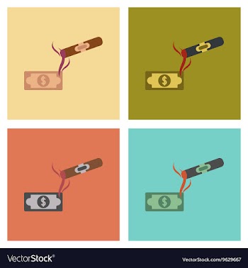 Assembly flat icons poker cigar dollar vector image