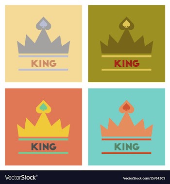 Assembly flat icons poker crown royal vector image