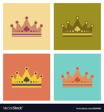 Assembly flat icons poker crown royal vector image
