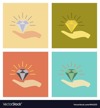 Assembly flat icons poker Diamond in the hand vector image