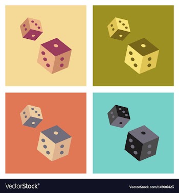 Assembly flat icons poker dice lucky vector image