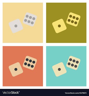 Assembly flat icons poker dice lucky vector image