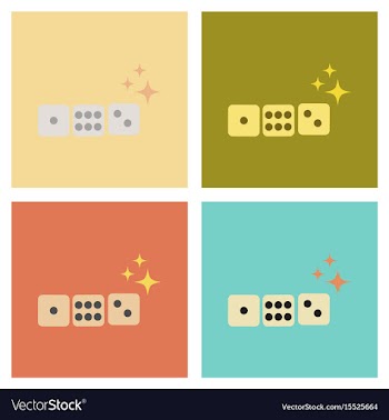 Assembly flat icons poker dice lucky vector image