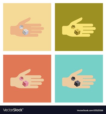 Assembly flat icons poker dices in hand vector image