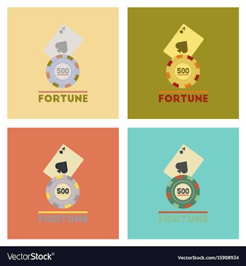 Assembly flat icons poker fortune chip card vector image