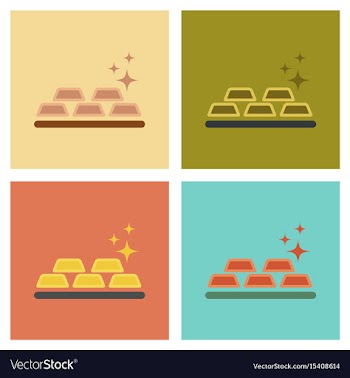 Assembly flat icons poker gold bullion vector image