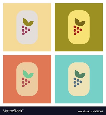 Assembly flat icons poker grapes with leaf vector image