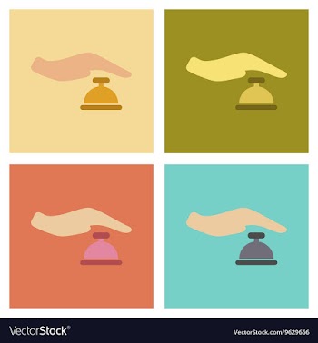 Assembly flat icons poker hand bell vector image
