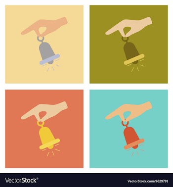 Assembly flat icons poker hand bell vector image