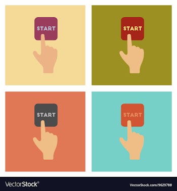 Assembly flat icons poker hand button start vector image