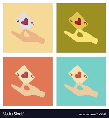 Assembly flat icons poker hand playing cards vector image