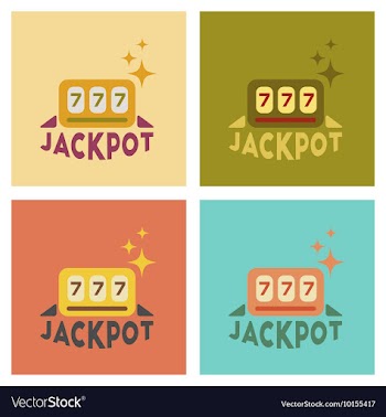 Assembly flat icons poker jackpot Lucky seven vector image