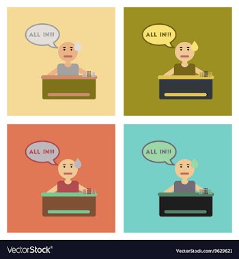 Assembly flat icons poker man player vector image