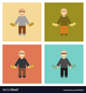 Assembly flat icons poker man player vector image