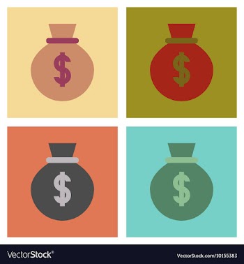 Assembly flat icons poker money bag vector image