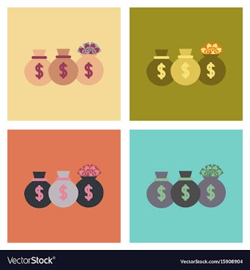 Assembly flat icons poker money bag vector image