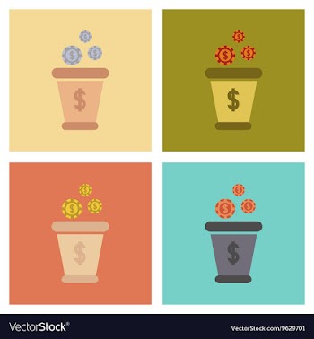 Assembly flat icons poker money bag vector image