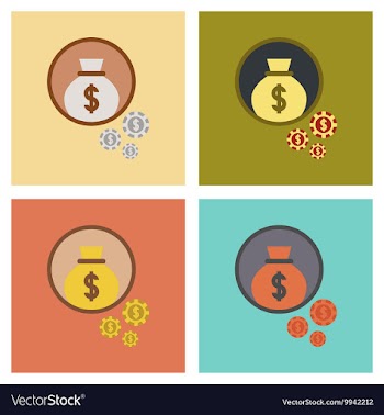 Assembly flat icons poker money bag vector image