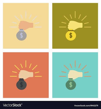 Assembly flat icons poker money bag vector image