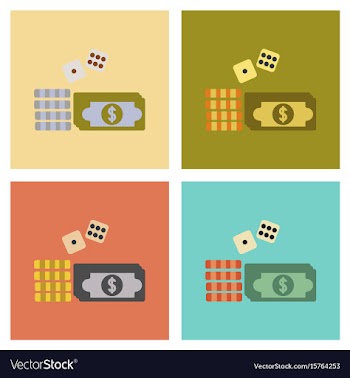Assembly flat icons poker money dice chips vector image