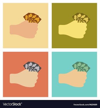 Assembly flat icons poker money in hand vector image