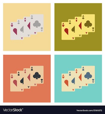 Assembly flat icons poker playing card vector image