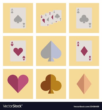Assembly flat icons poker playing card vector image