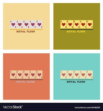 Assembly flat icons poker royal flush vector image