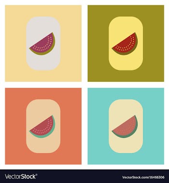 Assembly flat icons poker slice of watermelon vector image