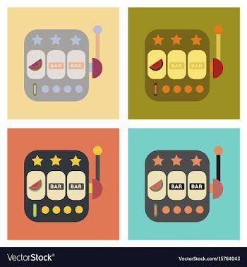Assembly flat icons poker slot machine vector image