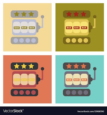 Assembly flat icons poker slot machine vector image