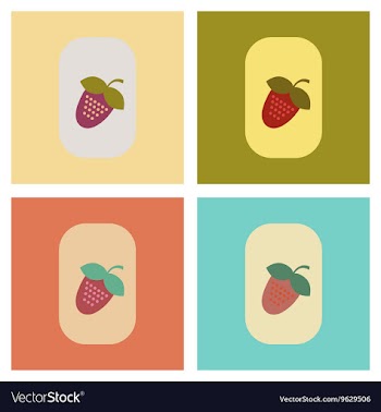 Assembly flat icons poker Strawberry natural vector image