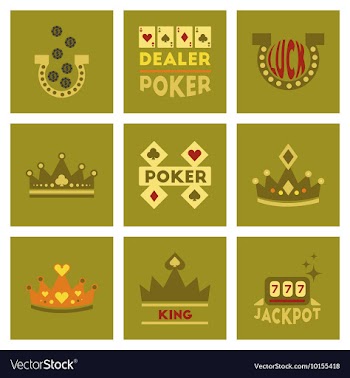 Assembly flat icons poker symbols vector image