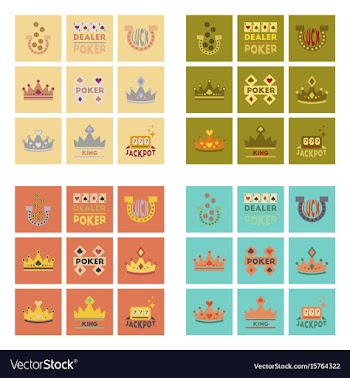 Assembly flat icons poker symbols vector image