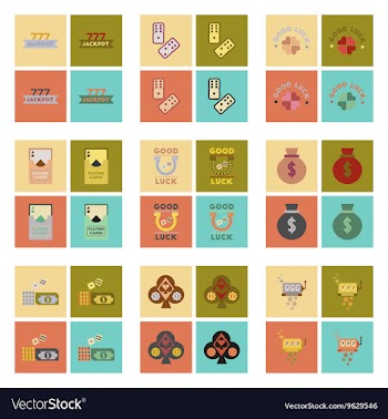 Assembly flat icons poker symbols vector image