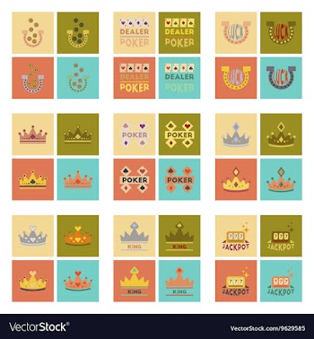 Assembly flat icons poker symbols vector image