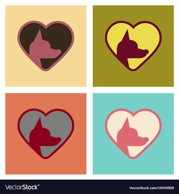 Assembly flat icons puppy dog heart vector image