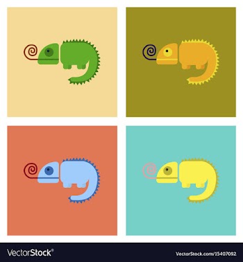 Assembly flat icons reptile chameleon vector image