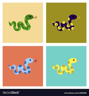 Assembly flat icons reptile snake vector image