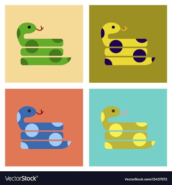 Assembly flat icons reptile snake vector image