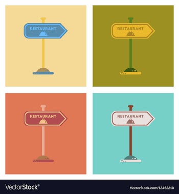 Assembly flat icons restaurant sign vector image