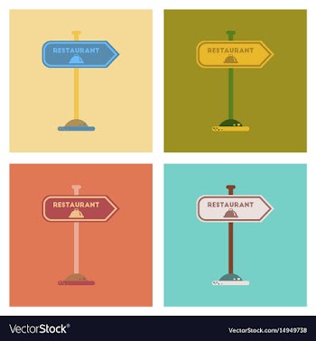 Assembly flat icons restaurant sign vector image