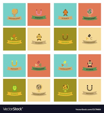 Assembly flat icons rocket geography physics vector image